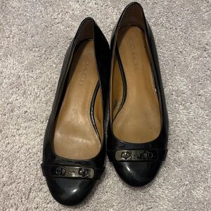 Coach Black Patent Leather Ballet Flats with Signature Hardware